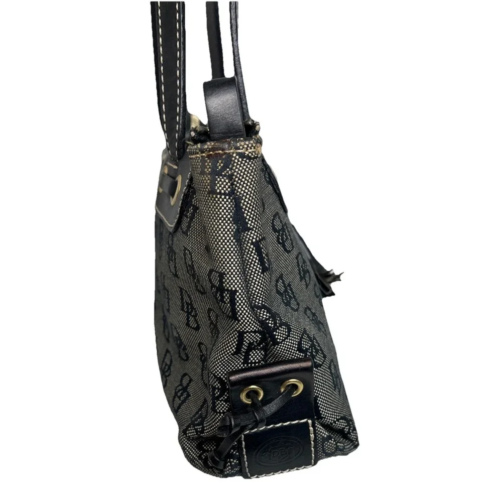 Vintage Dooney & Bourke‎ Signature Monogram Shoulder Handbag Purse Grey/Black